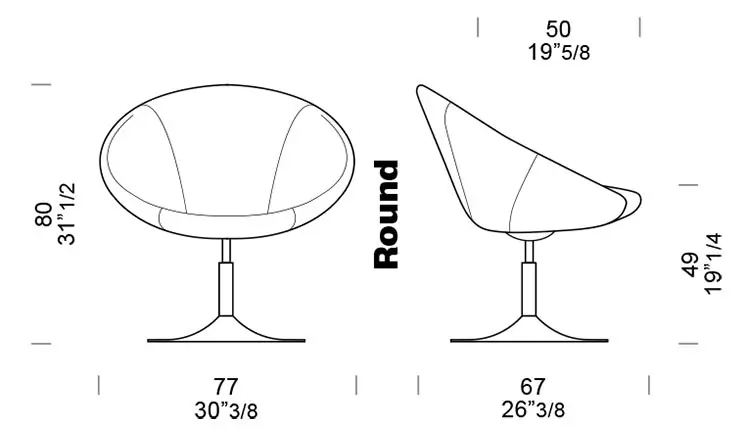 dimensioni seduta imbottita Tosca Round