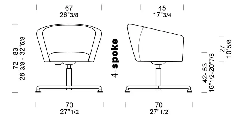 dimensioni seduta imbottita Carmen Spoke
