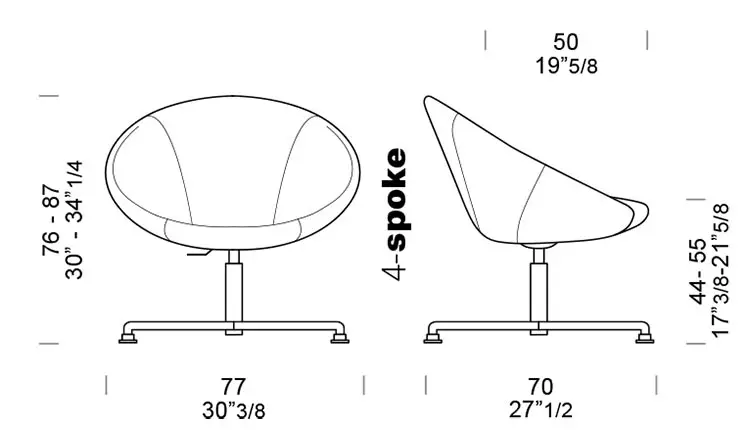 dimensioni seduta imbottita Tosca Spoke