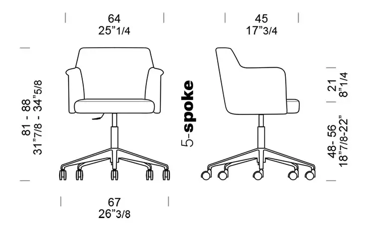 dimensioni seduta imbottita Dafne Spoke