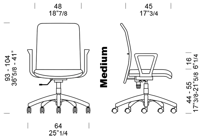 dimensioni sedia ufficio Alia Top Medium